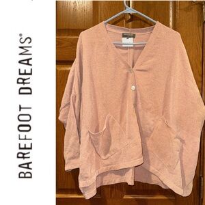 NWT Barefoot Dreams XL CozyChic Lite Button Up Oversized Cardigan in Dusty Rose